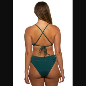 Jolyn Women's Solid Zoe Bikini Bottom Shade Peacock Green Size M